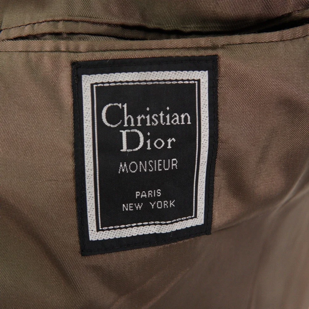 Vintage Christian Dior Monsieur Men Green Tan Check Wool Blazer 40R Sport Coat